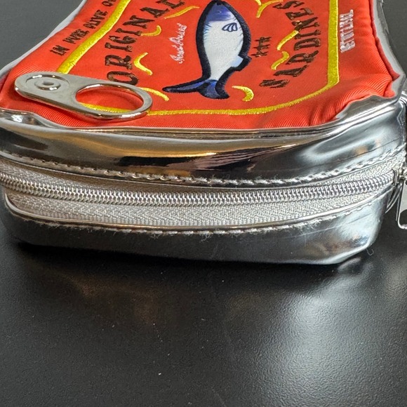 Viral Sardine Can Shiny Bag Embroidered Textured Cosmetic Pouch‎ Funky Unique - Picture 7 of 15